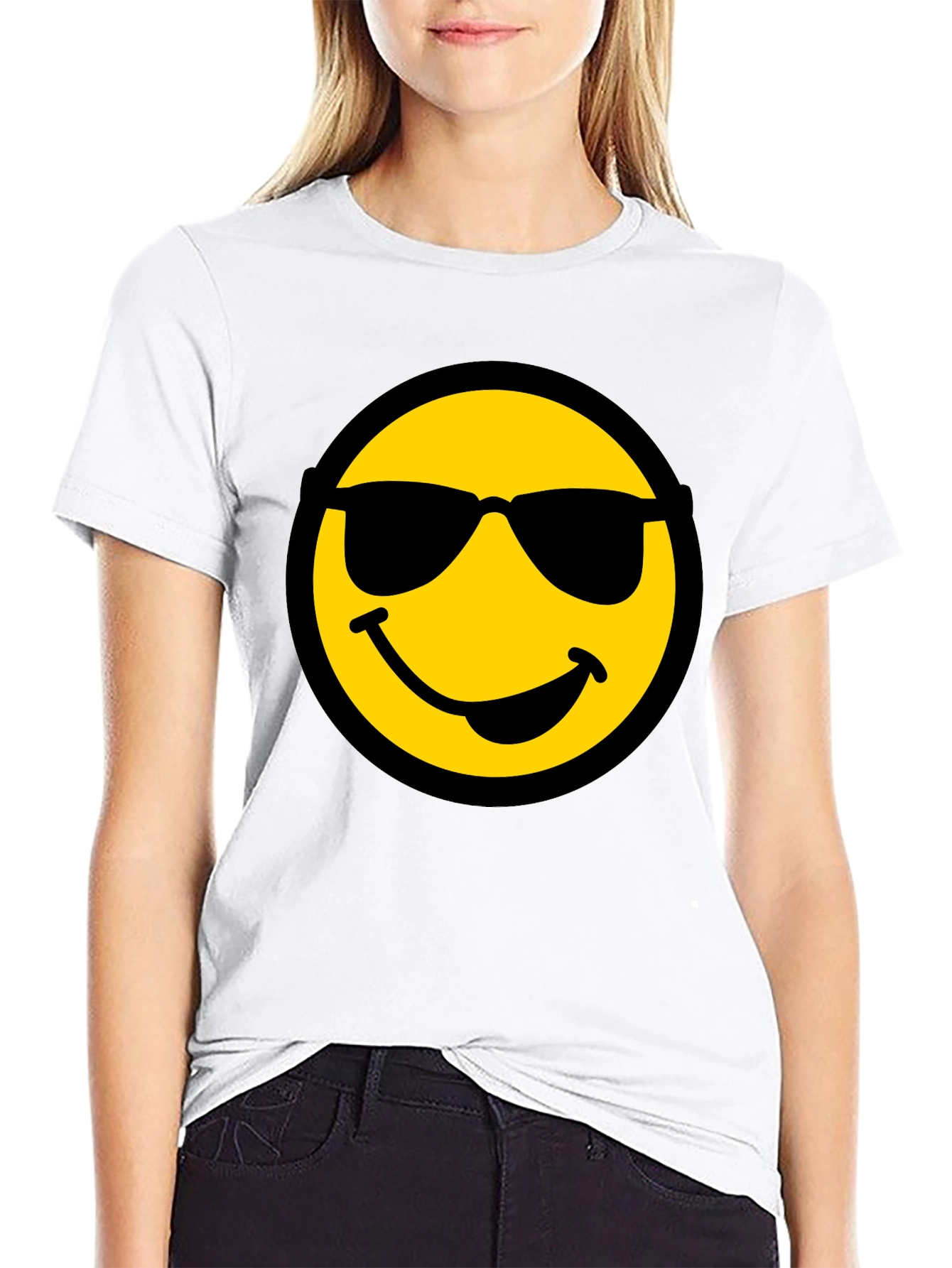 Cool Smiley Face Graphic Black T-Shirt