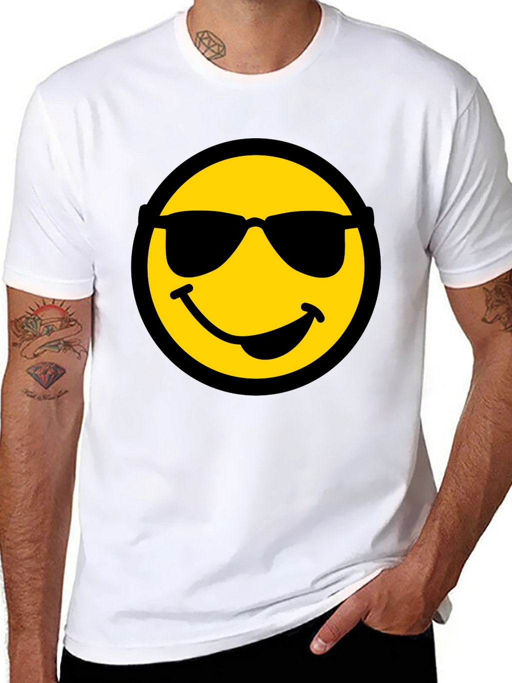 Cool Smiley Face Graphic Black T-Shirt