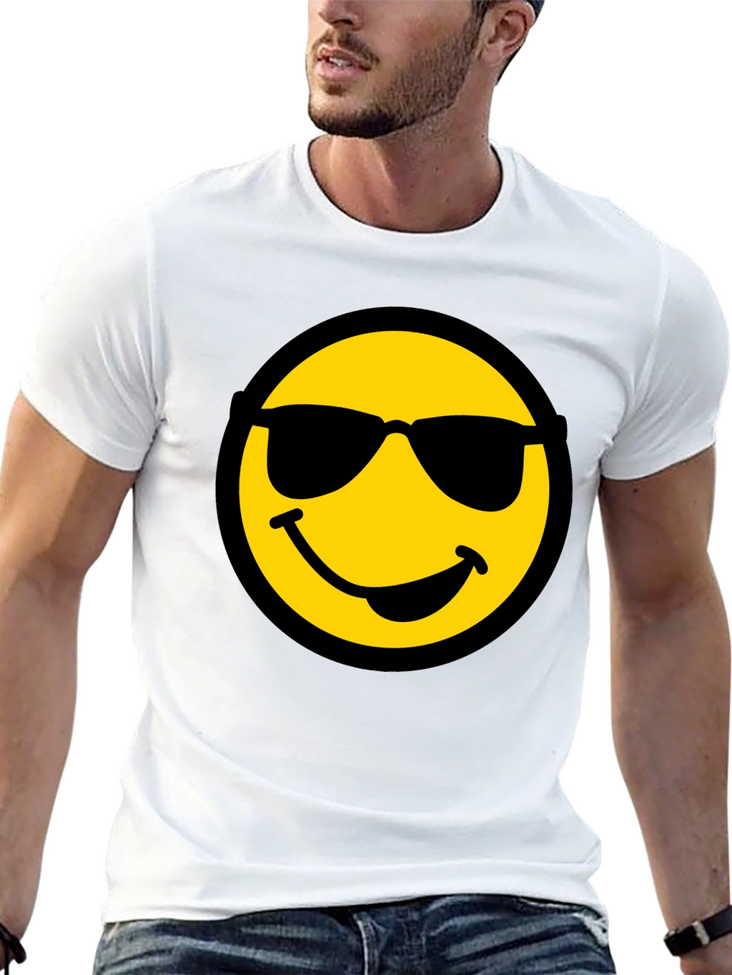 Cool Smiley Face Graphic Black T-Shirt