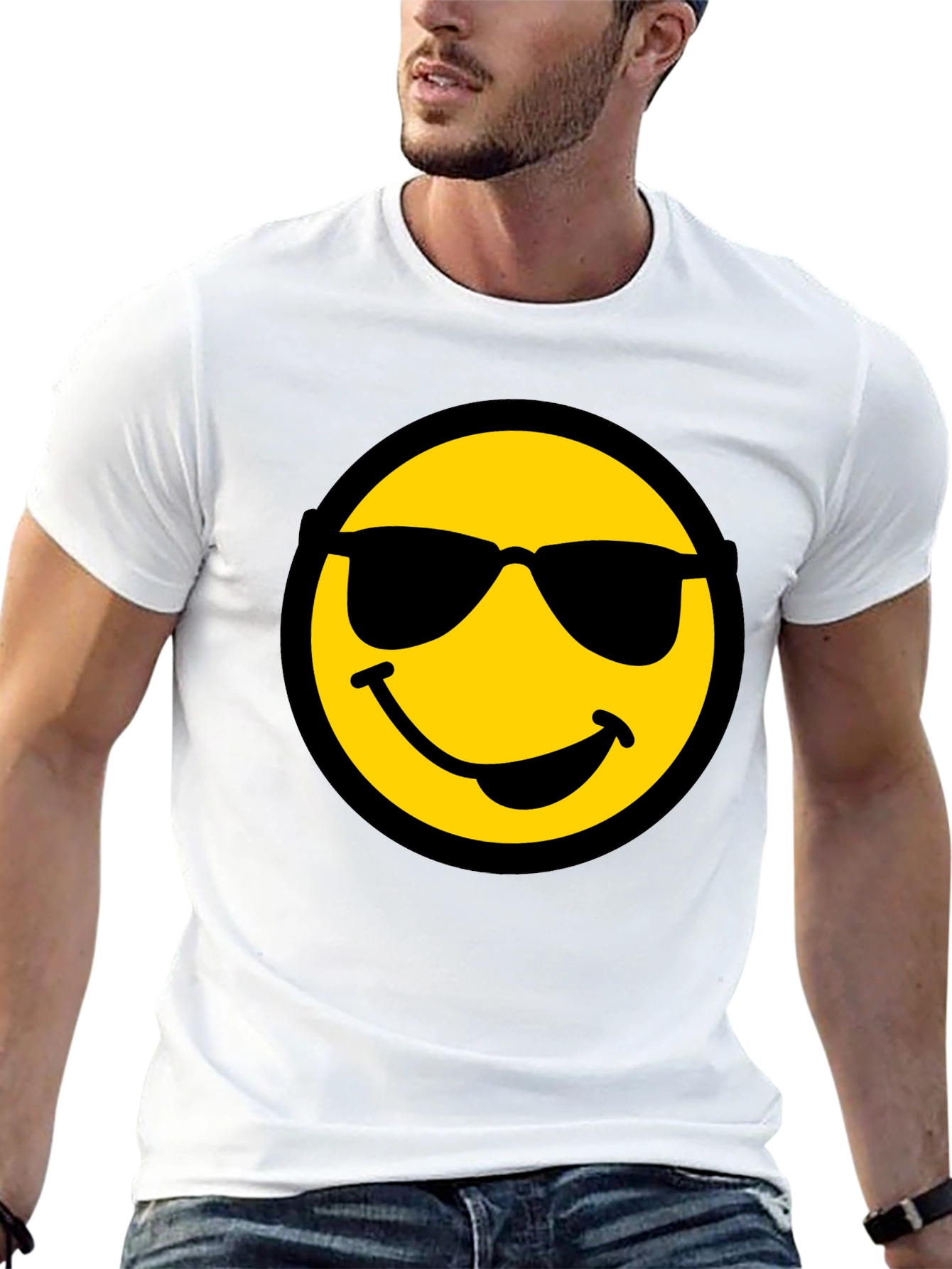 Cool Smiley Face Graphic Black T-Shirt