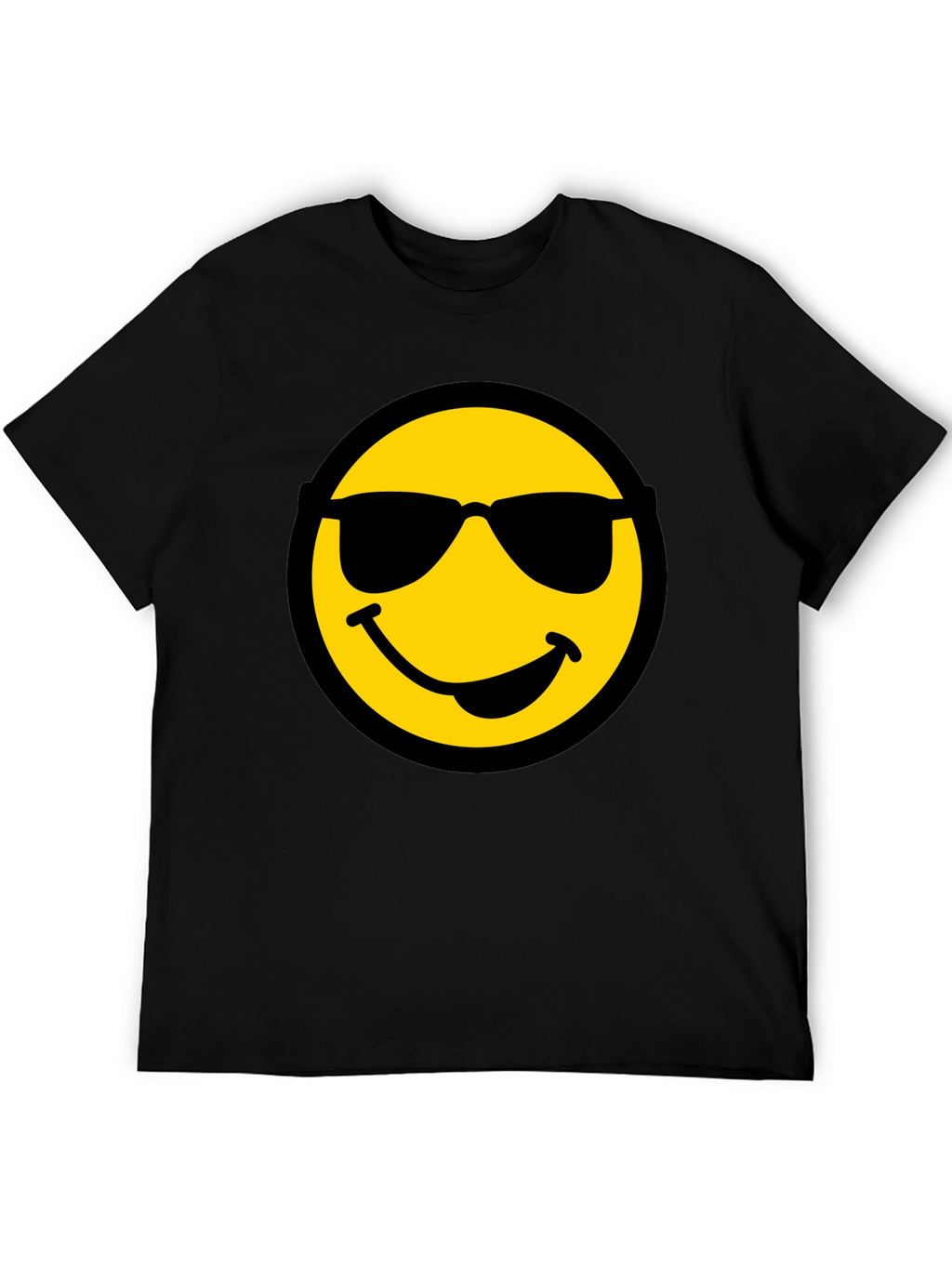 Cool Smiley Face Graphic Black T-Shirt