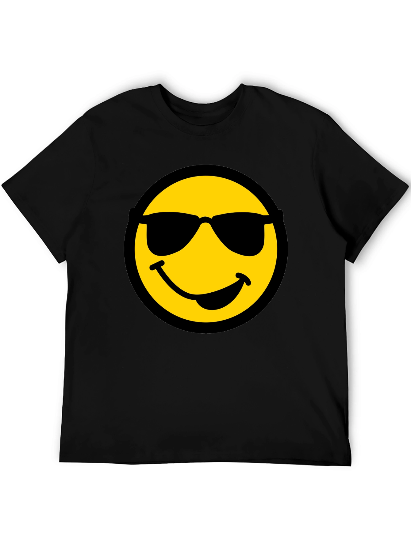 Cool Smiley Face Graphic Black T-Shirt