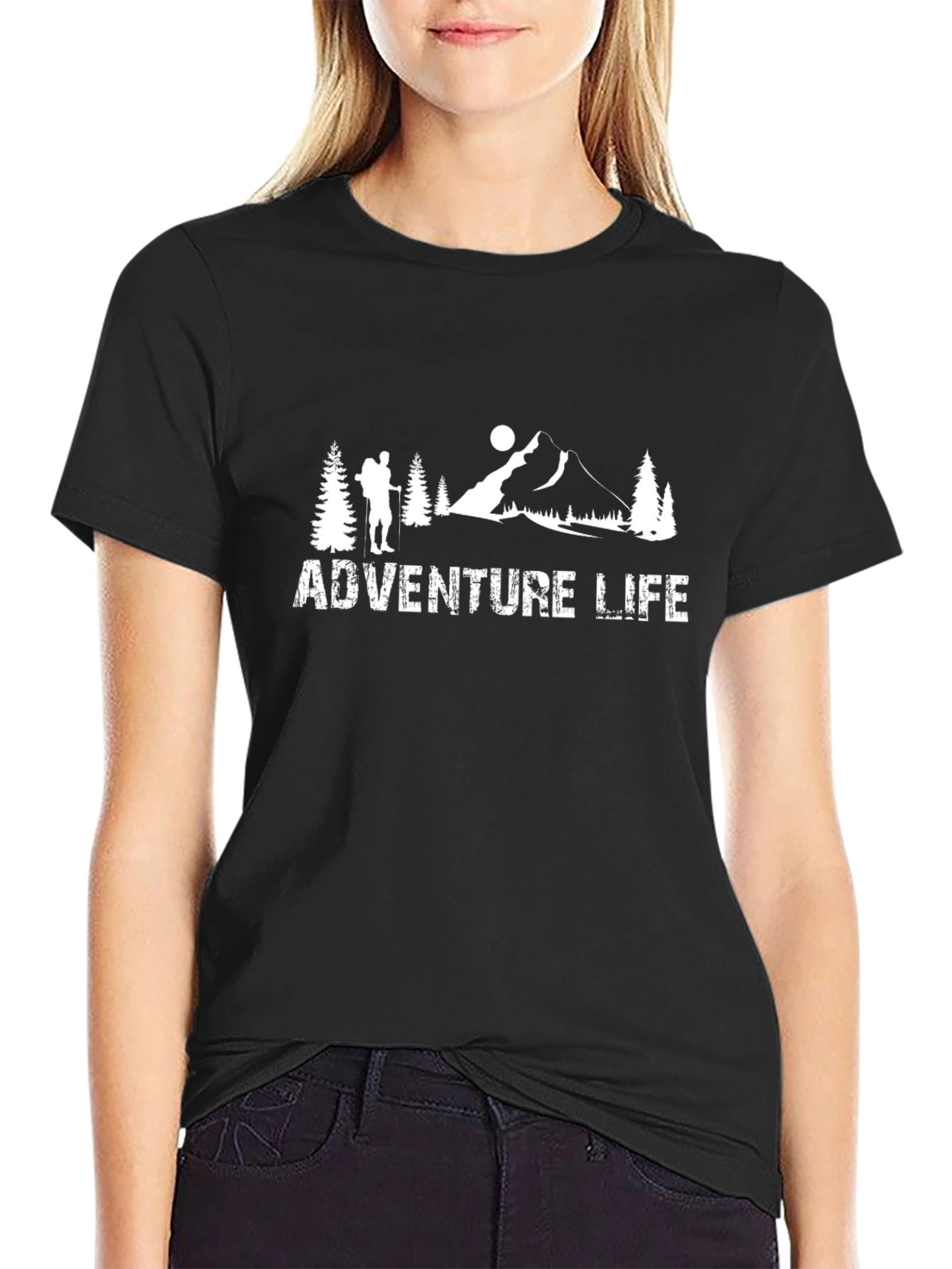 Adventure Life Graphic Tee - Mountain Hiker Design