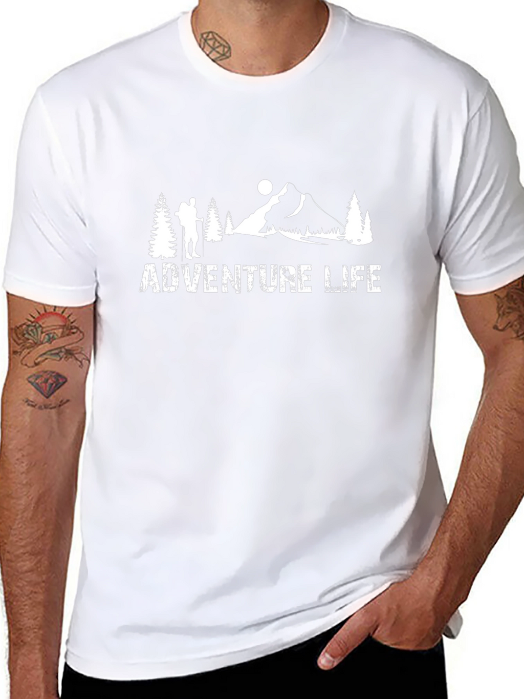 Adventure Life Graphic Tee - Mountain Hiker Design