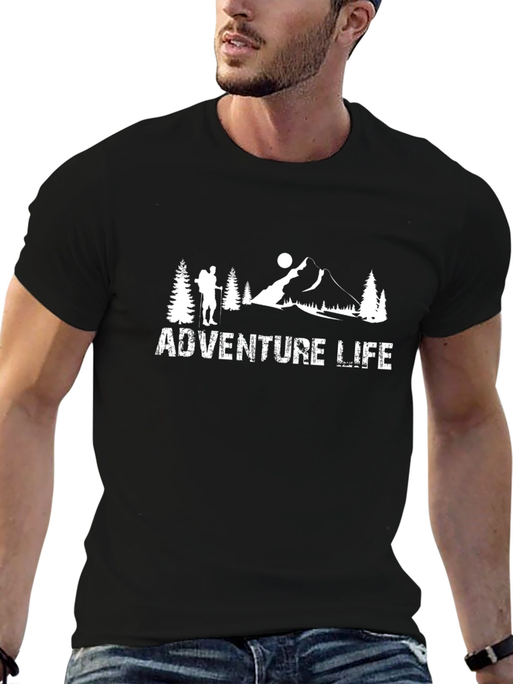 Adventure Life Graphic Tee - Mountain Hiker Design