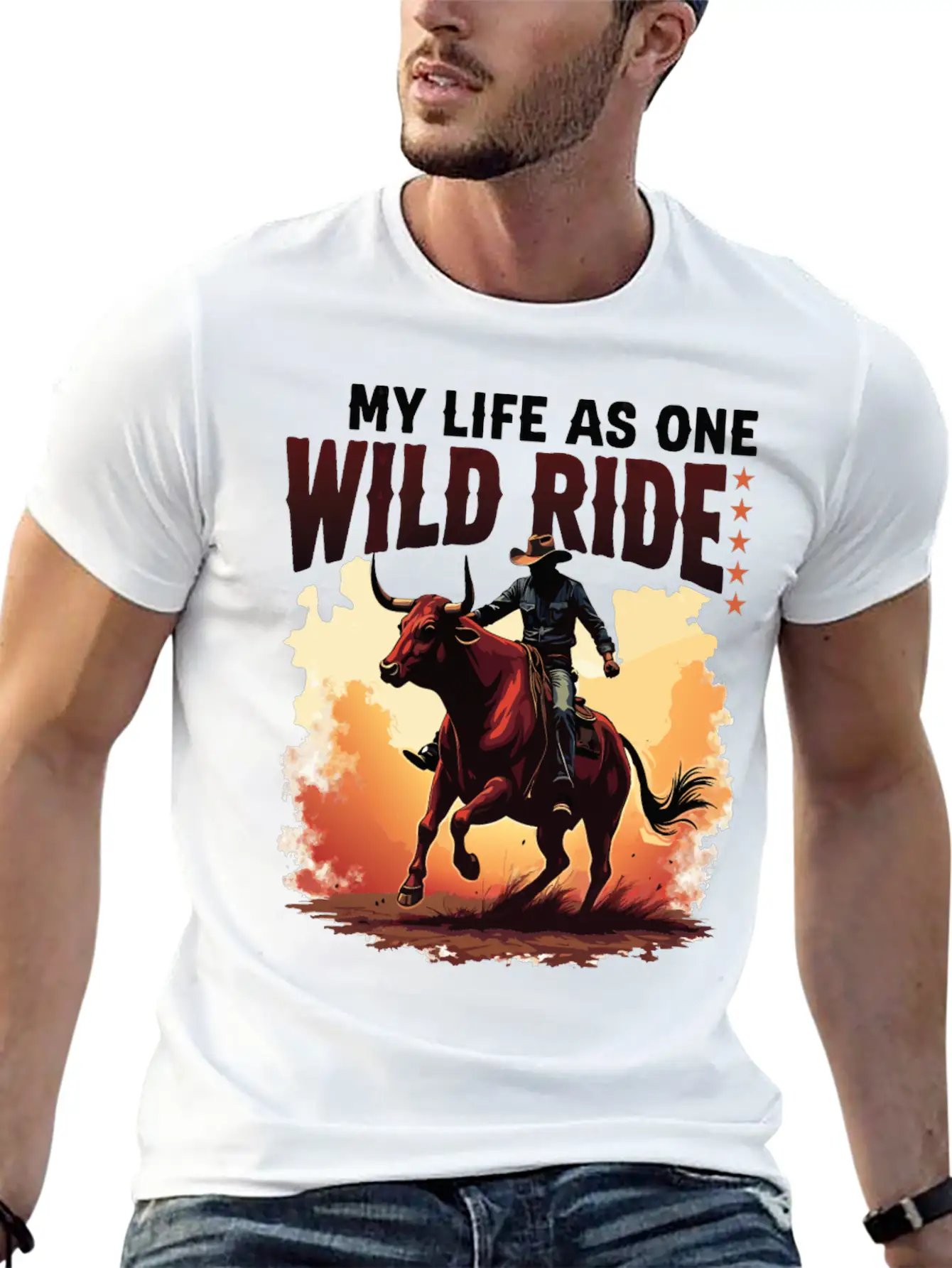 Quote Rodeo Cowboy - Great Gift Idea Funny Design Unisex Casual T-Shirt – Clean Design For Daily Comfort