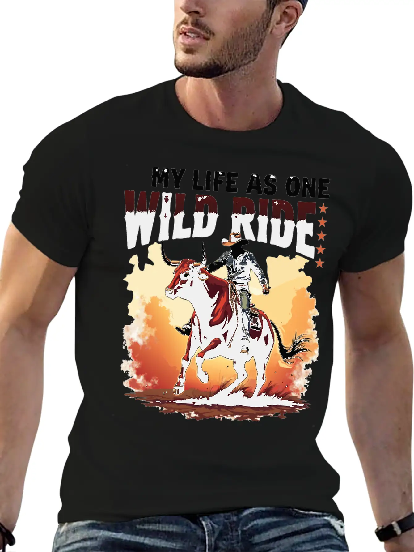 Quote Rodeo Cowboy - Great Gift Idea Funny Design Unisex Casual T-Shirt – Clean Design For Daily Comfort