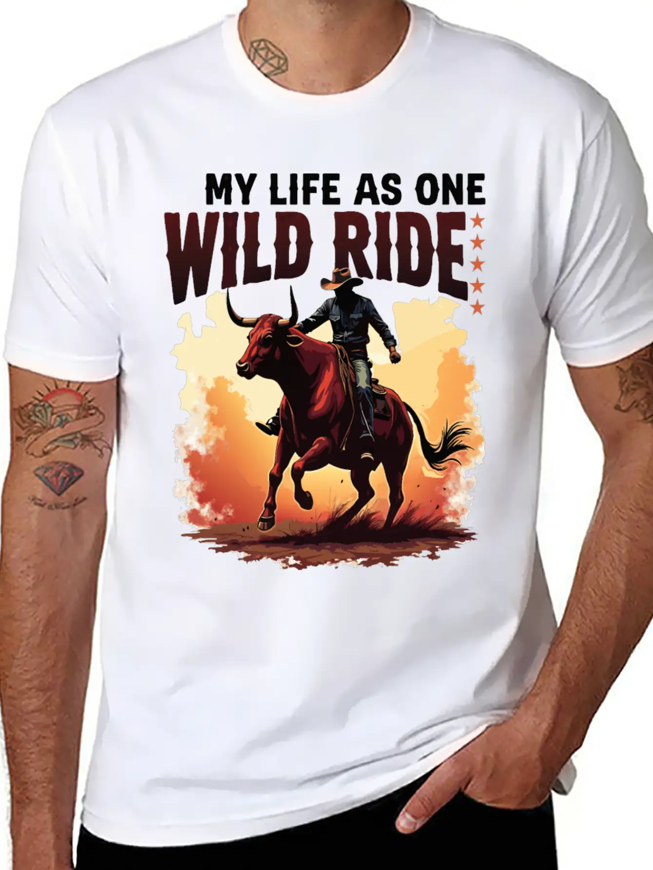 Quote Rodeo Cowboy - Great Gift Idea Funny Design Unisex Casual T-Shirt – Clean Design For Daily Comfort