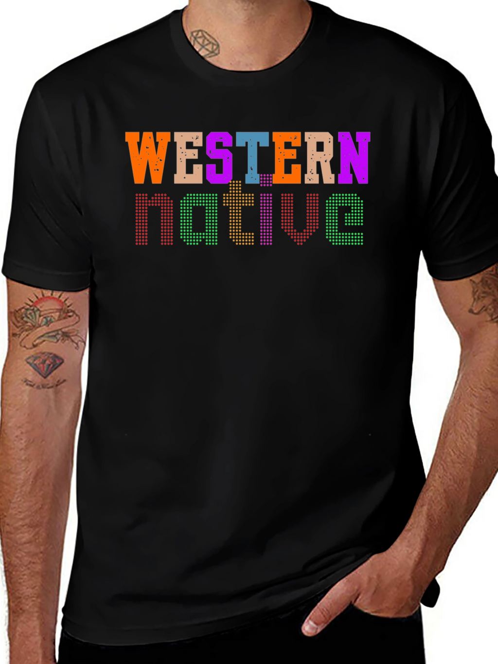 Western Native Graphic Tee - Black Casual T-Shirt