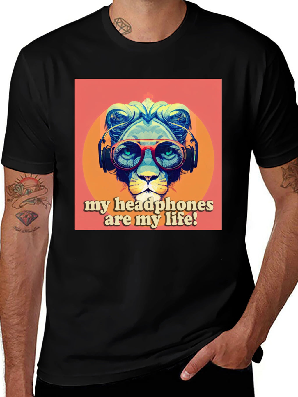 Headphone Lion Graphic Tee - Cool Music Lover Shirt