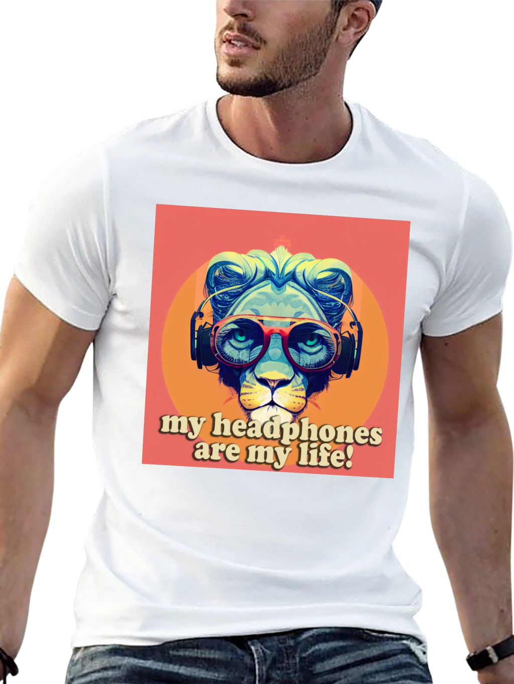 Headphone Lion Graphic Tee - Cool Music Lover Shirt