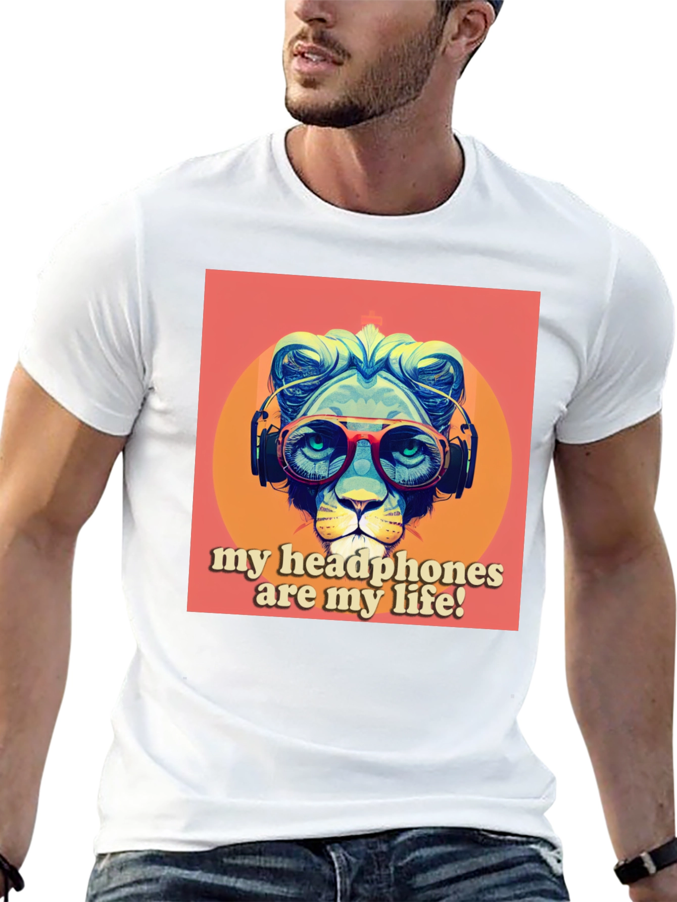 Headphone Lion Graphic Tee - Cool Music Lover Shirt