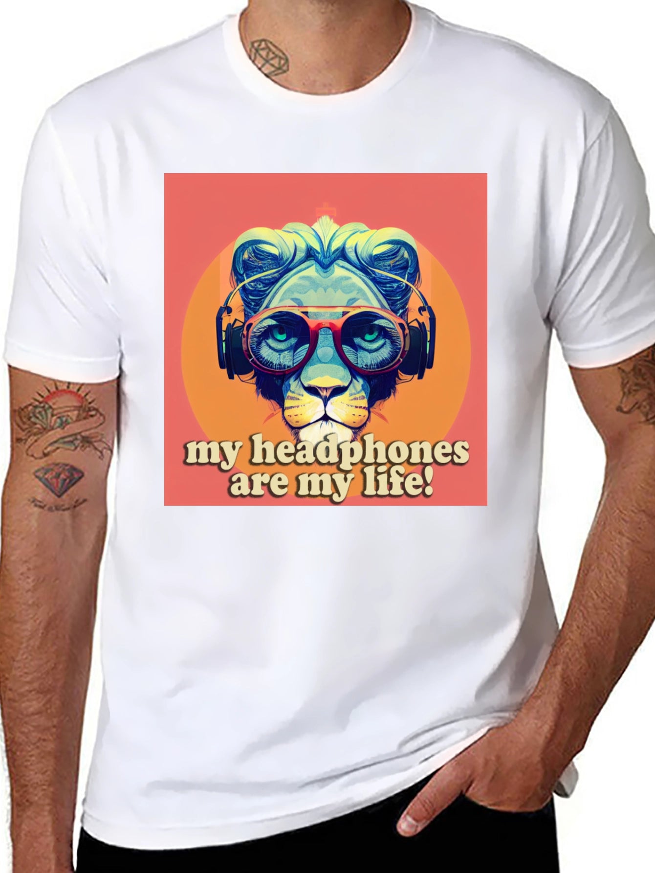 Headphone Lion Graphic Tee - Cool Music Lover Shirt