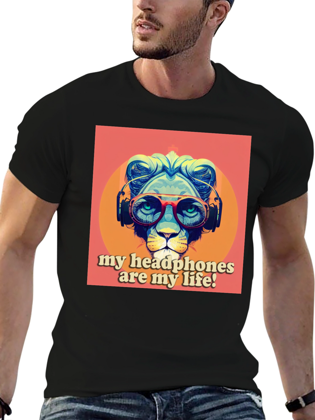 Headphone Lion Graphic Tee - Cool Music Lover Shirt