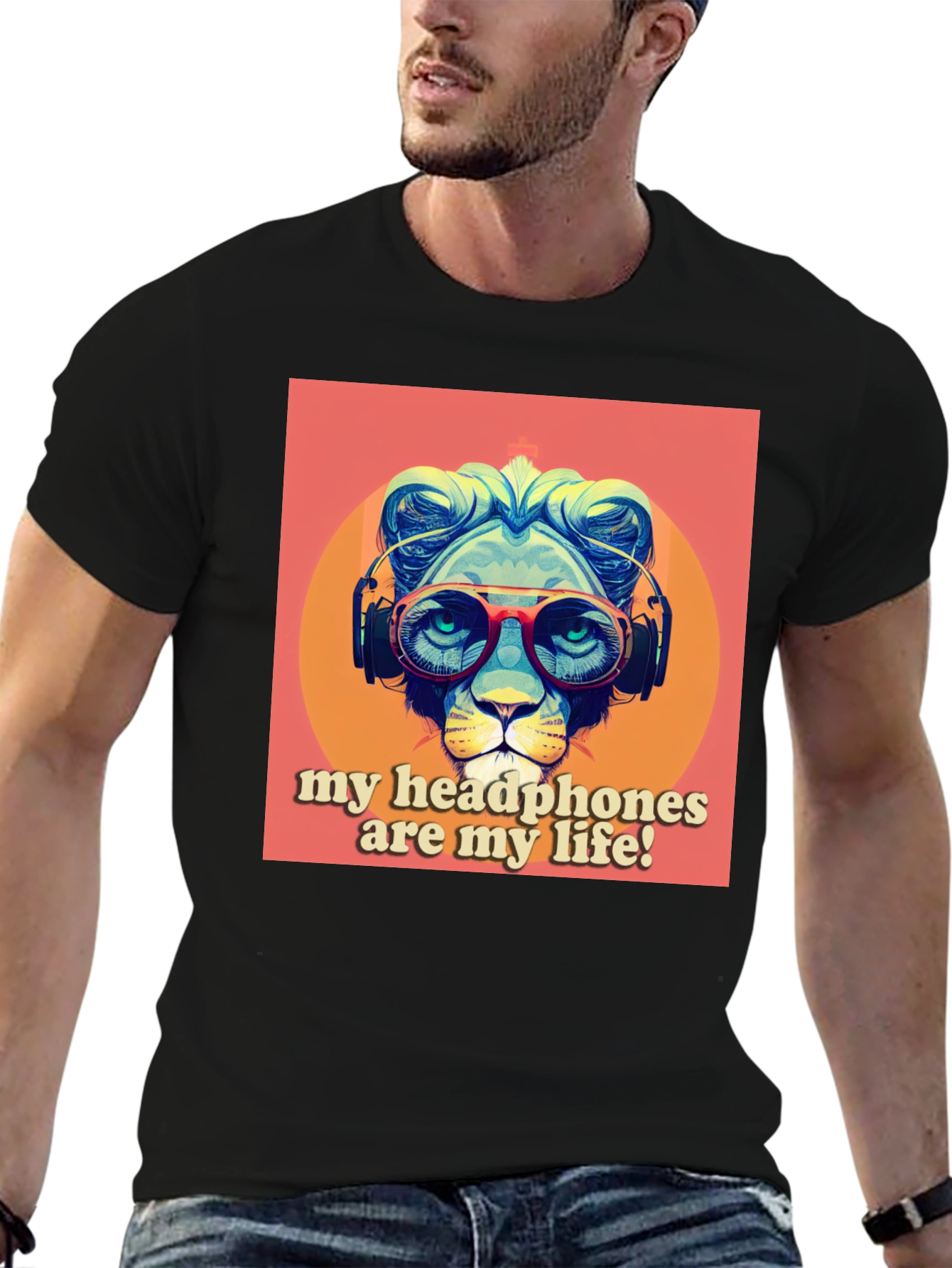 Headphone Lion Graphic Tee - Cool Music Lover Shirt