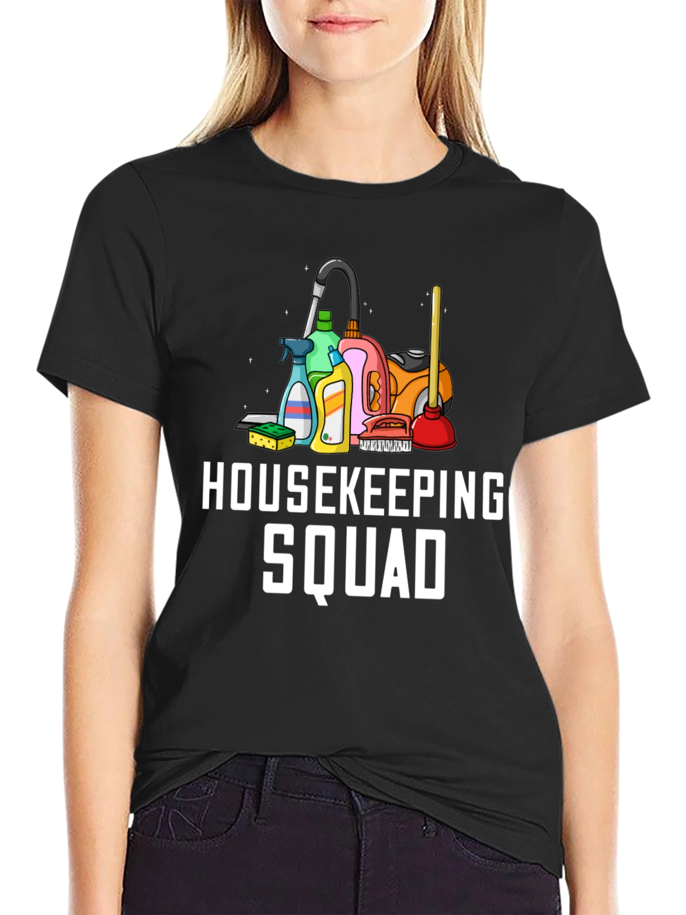 Housekeeping Squad Black Graphic Tee