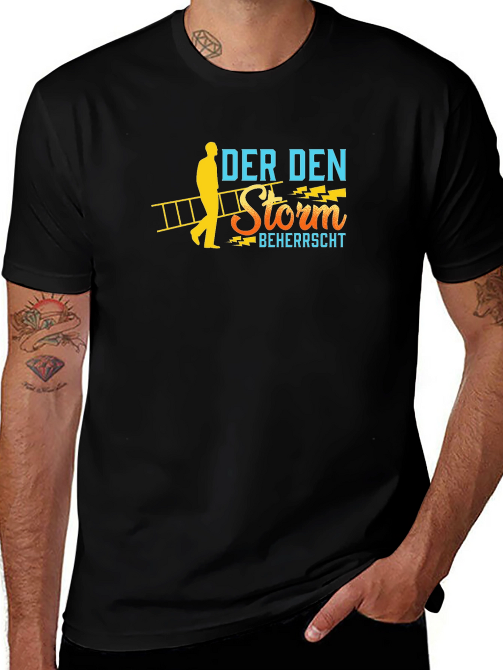 Der Den Storm Beherrscht Black T-Shirt