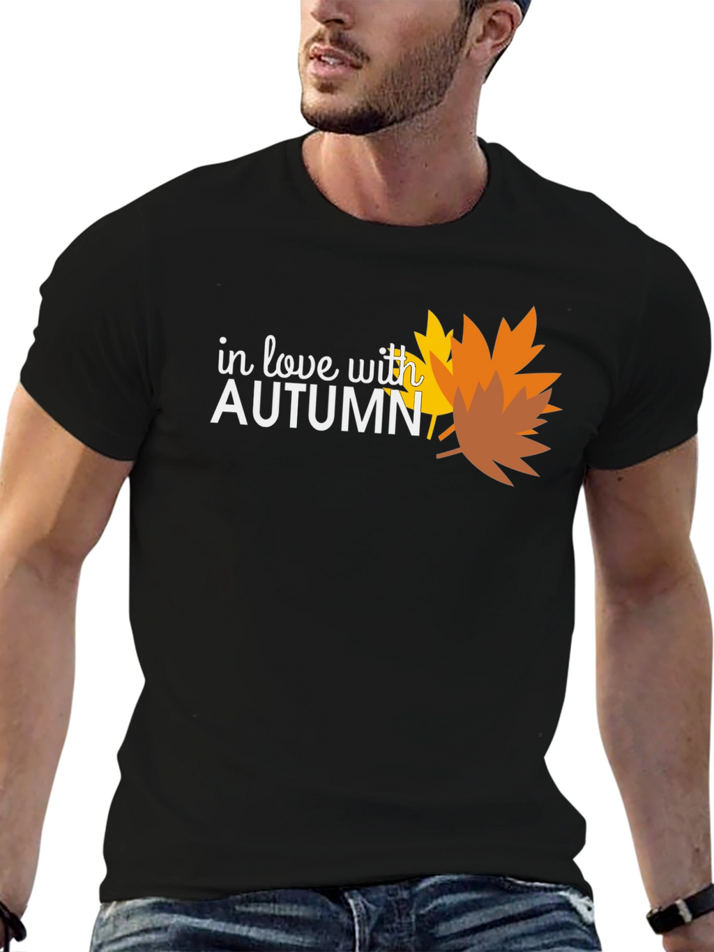 In Love With Autumn Black T-Shirt
