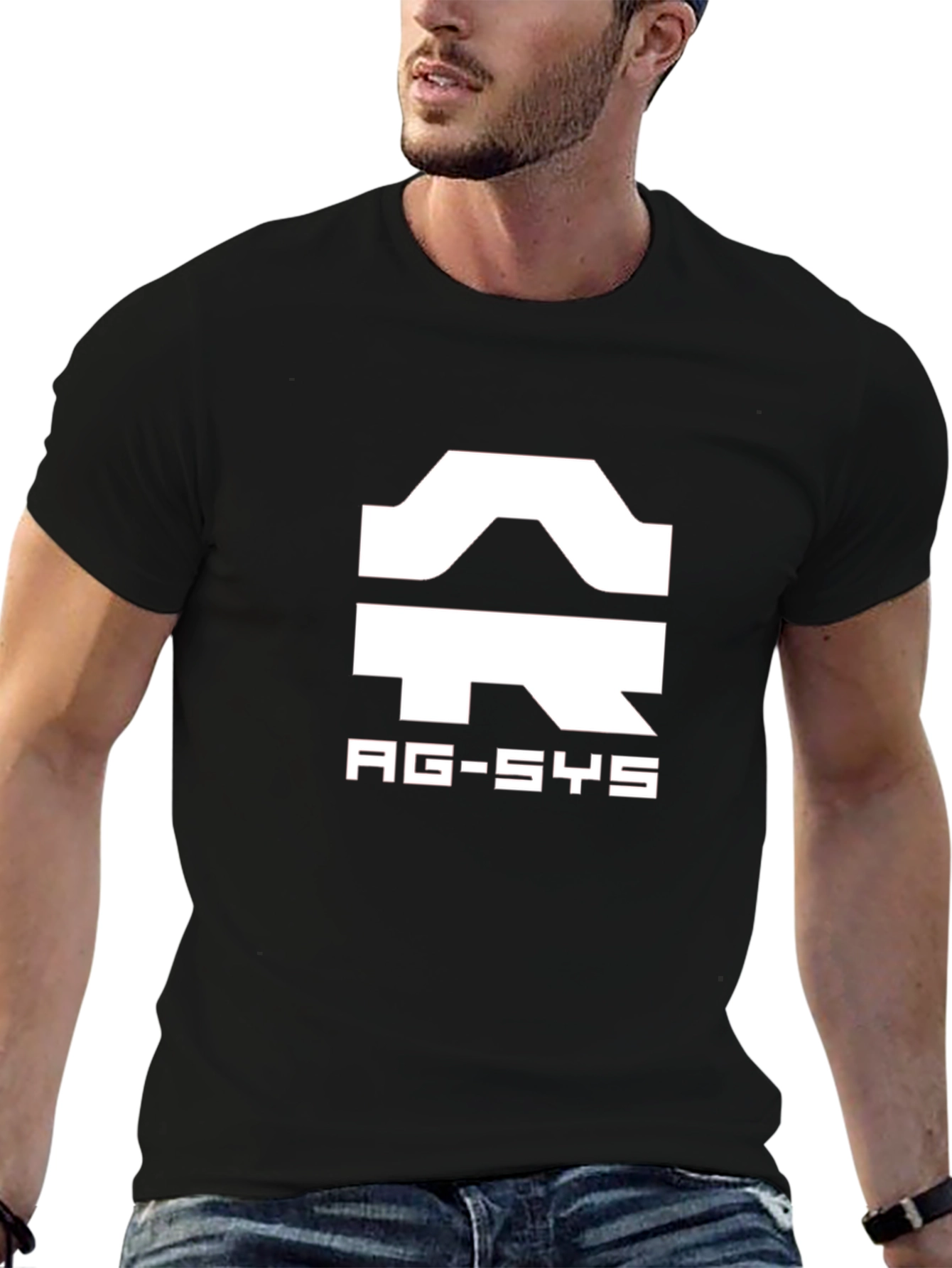 AG-SYS Graphic Black T-Shirt - Sci-Fi Inspired Design