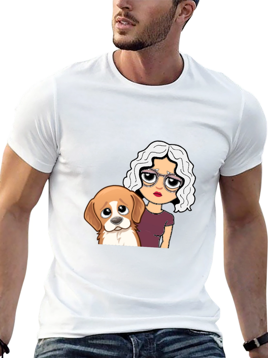 Dog & Girl Graphic Tee - Black Unisex T-Shirt