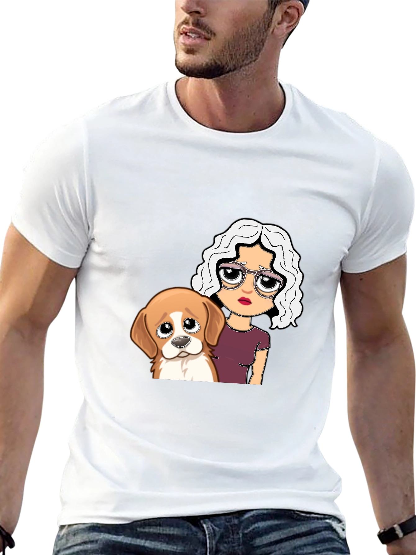 Dog & Girl Graphic Tee - Black Unisex T-Shirt