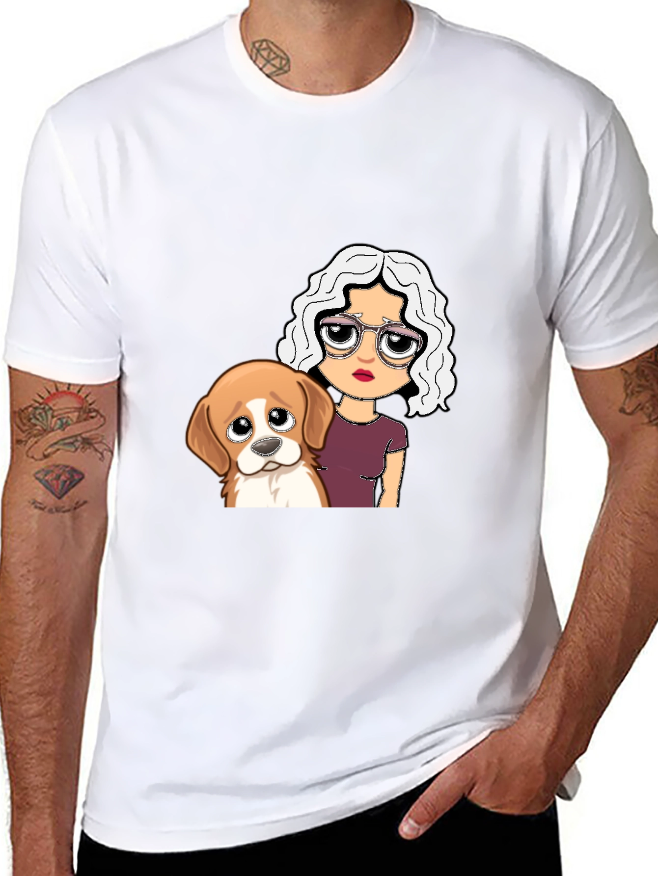 Dog & Girl Graphic Tee - Black Unisex T-Shirt