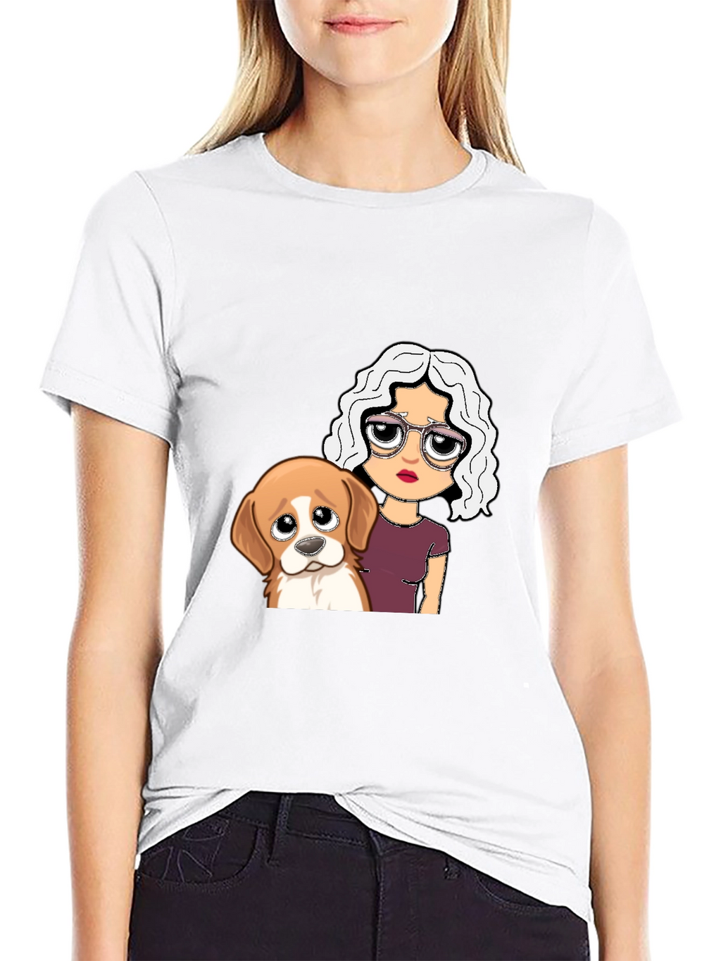 Dog & Girl Graphic Tee - Black Unisex T-Shirt