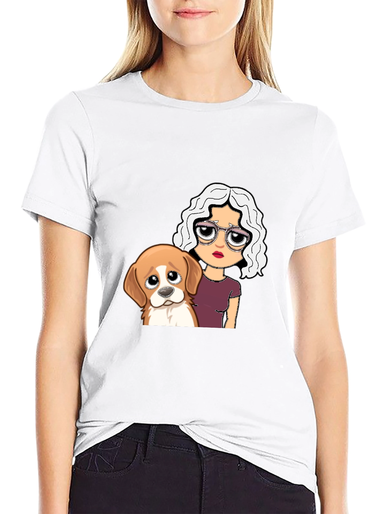Dog & Girl Graphic Tee - Black Unisex T-Shirt