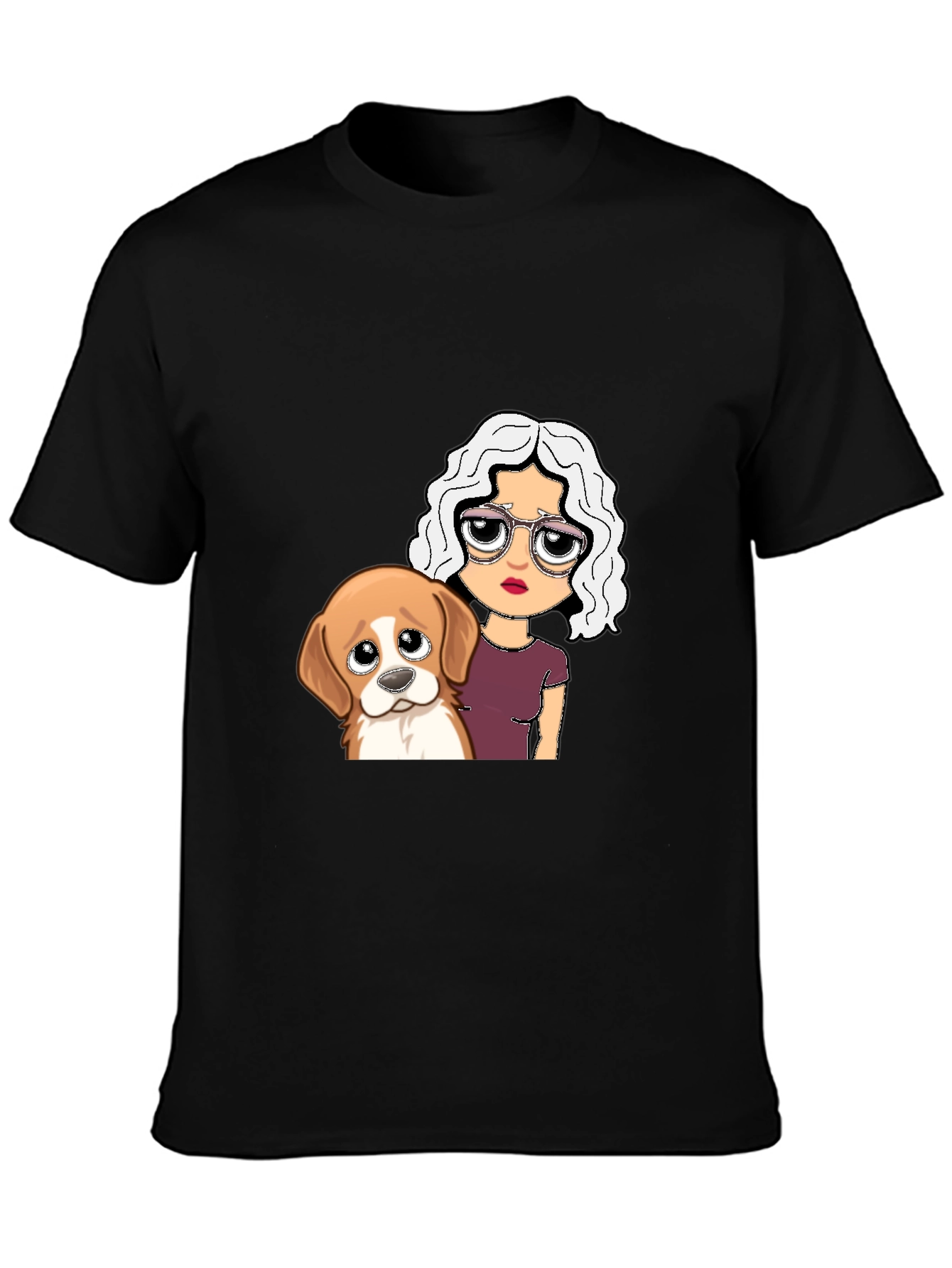 Dog & Girl Graphic Tee - Black Unisex T-Shirt