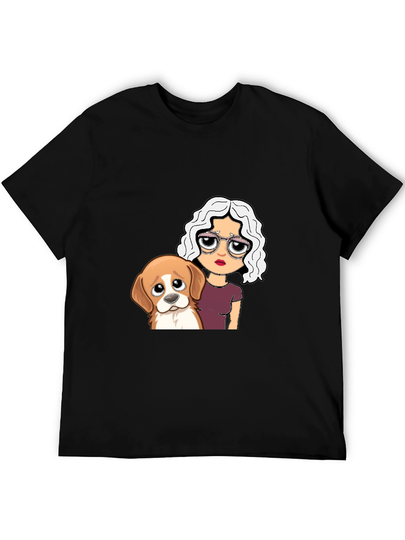 Dog & Girl Graphic Tee - Black Unisex T-Shirt