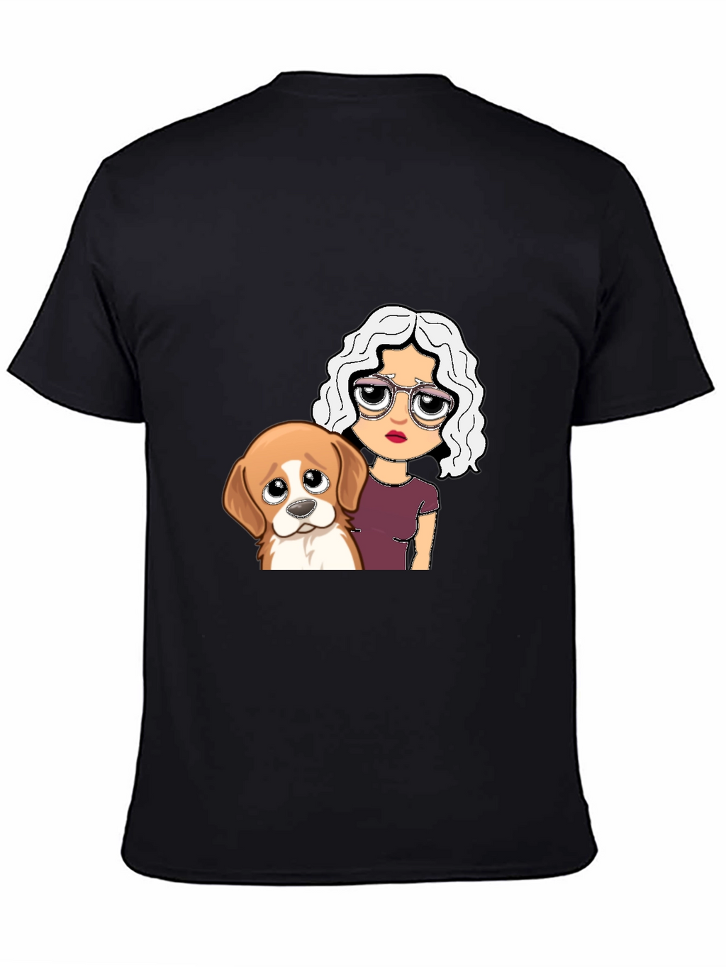Dog & Girl Graphic Tee - Black Unisex T-Shirt