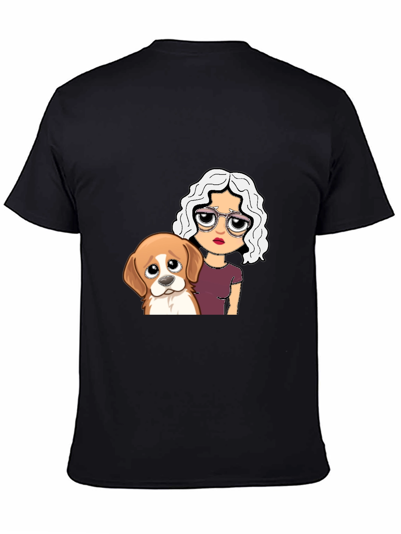 Dog & Girl Graphic Tee - Black Unisex T-Shirt