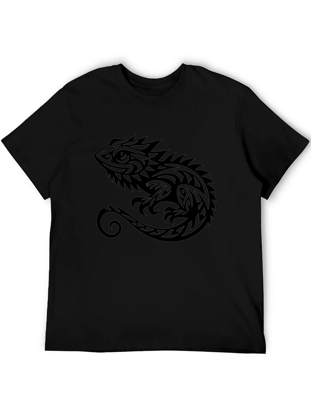 Tribal Lizard Graphic Tee - Stylish Mens Black T-Shirt