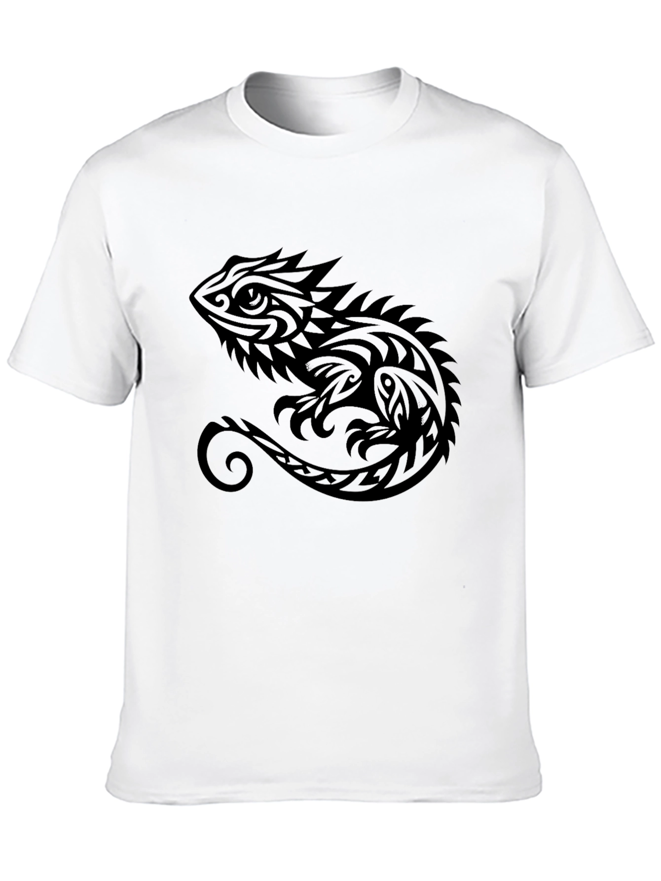 Tribal Lizard Graphic Tee - Stylish Mens Black T-Shirt