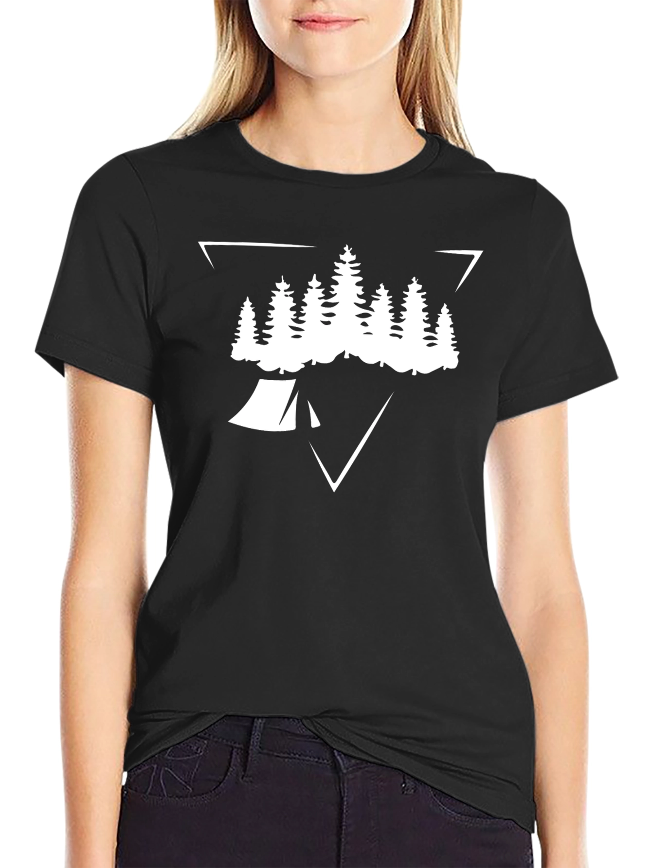 Camping T-Shirt: Pine Tree Tent Triangle Design