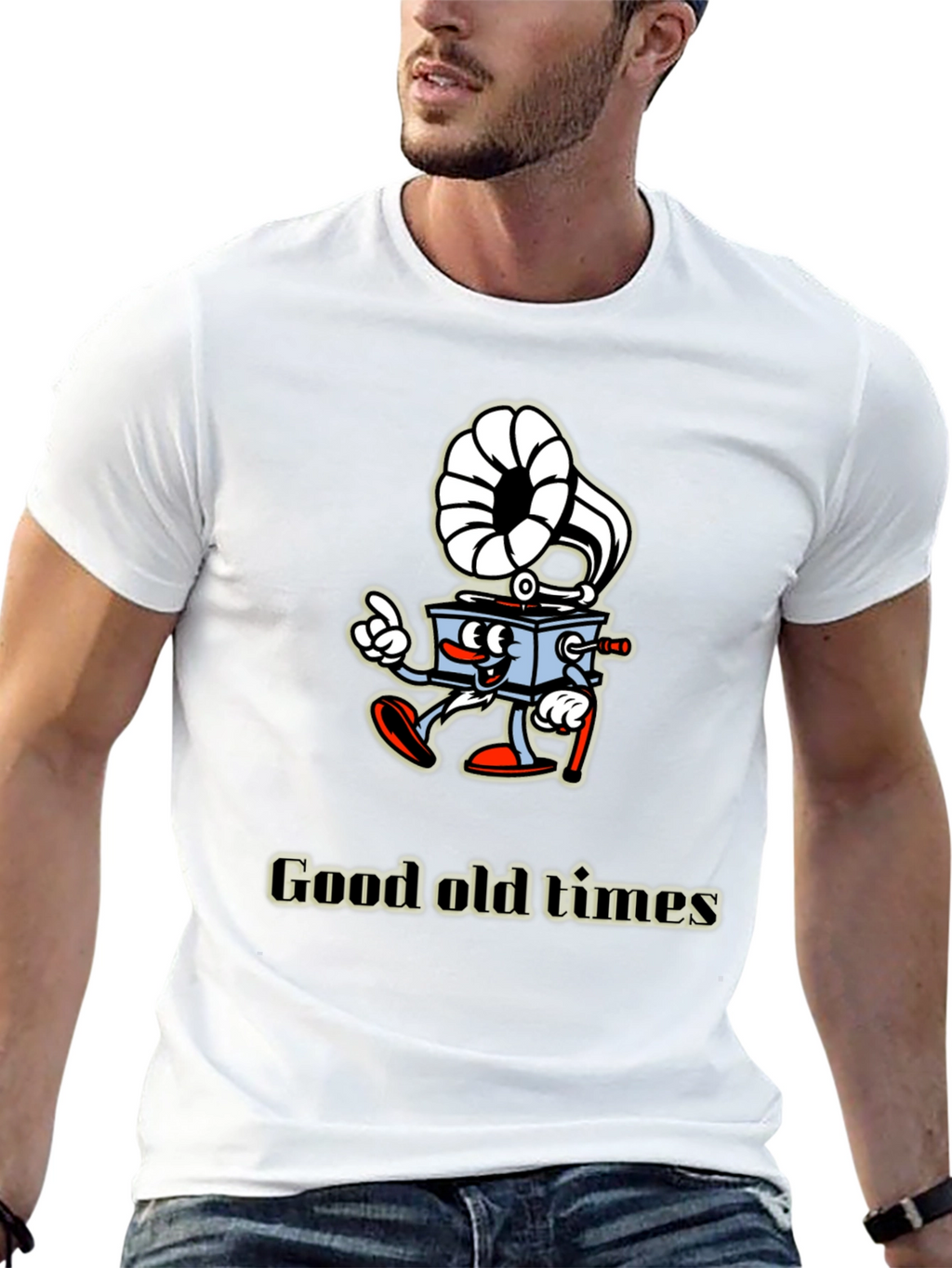 Retro Cartoon Gramophone T-Shirt