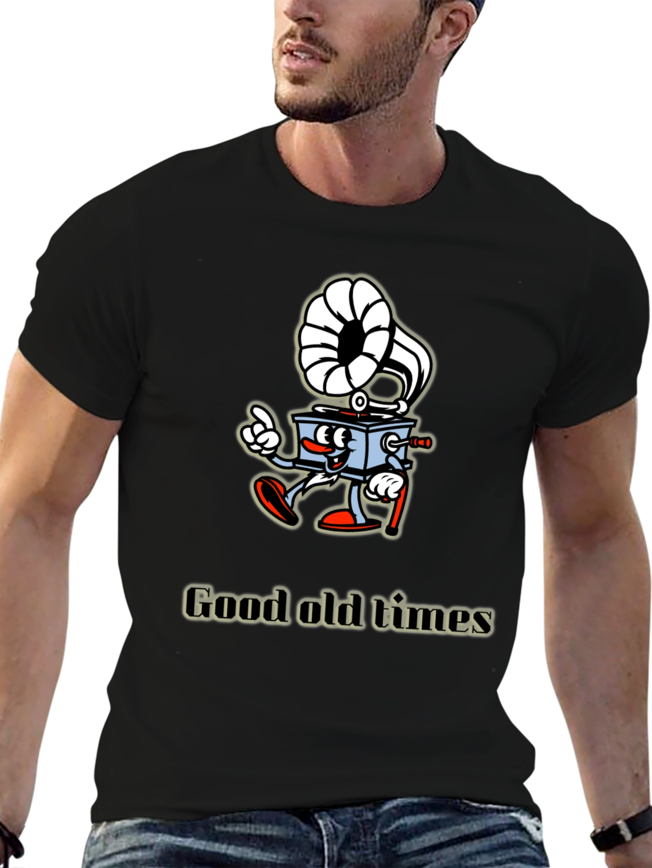 Retro Cartoon Gramophone T-Shirt