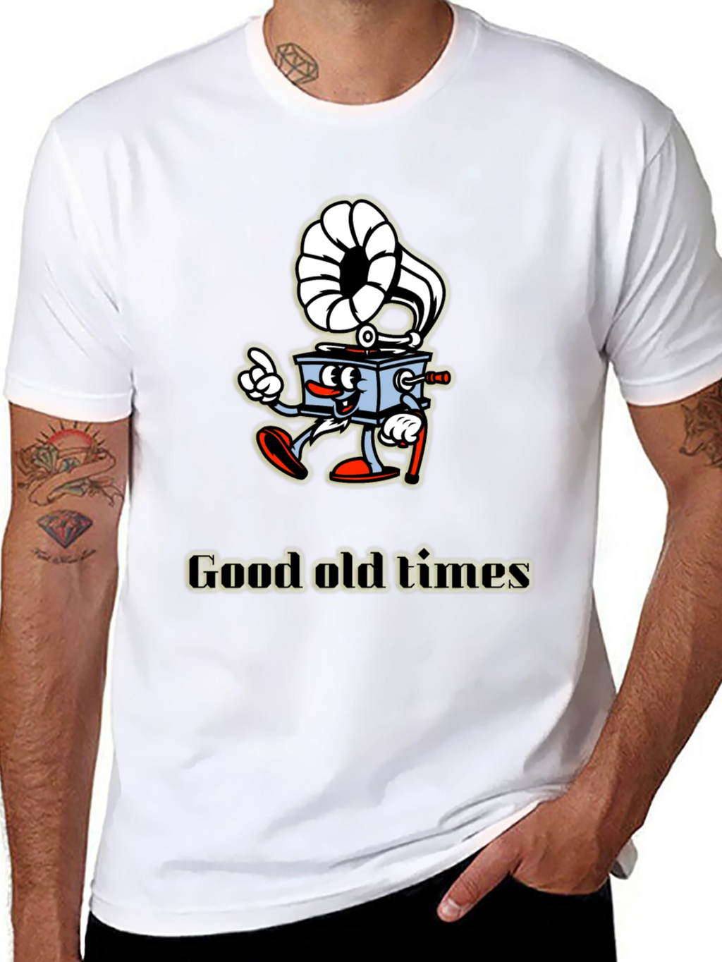 Retro Cartoon Gramophone T-Shirt