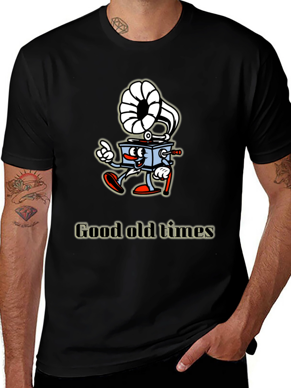 Retro Cartoon Gramophone T-Shirt