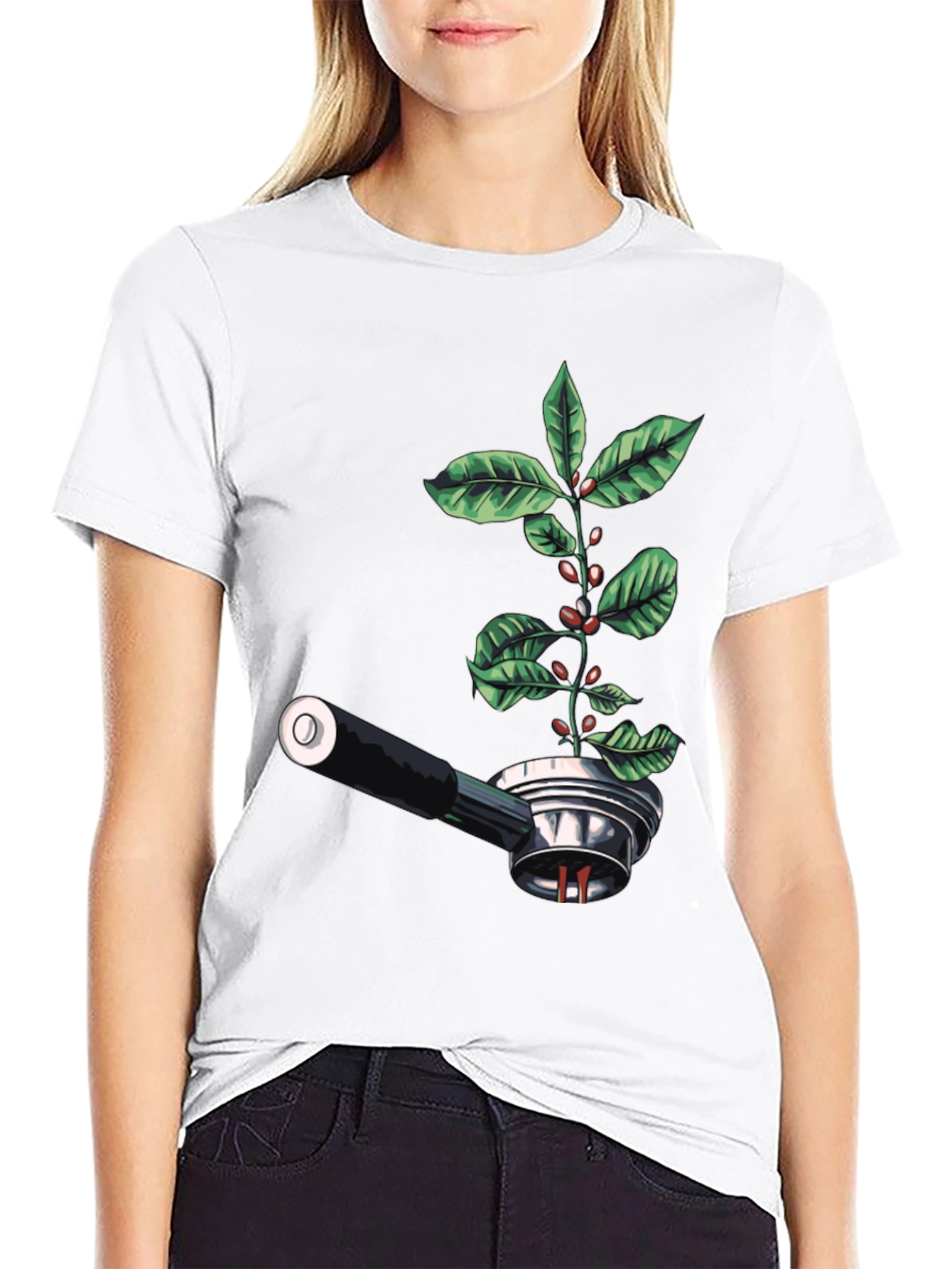 Coffee Plant Tee - Espresso Machine Sprout Design