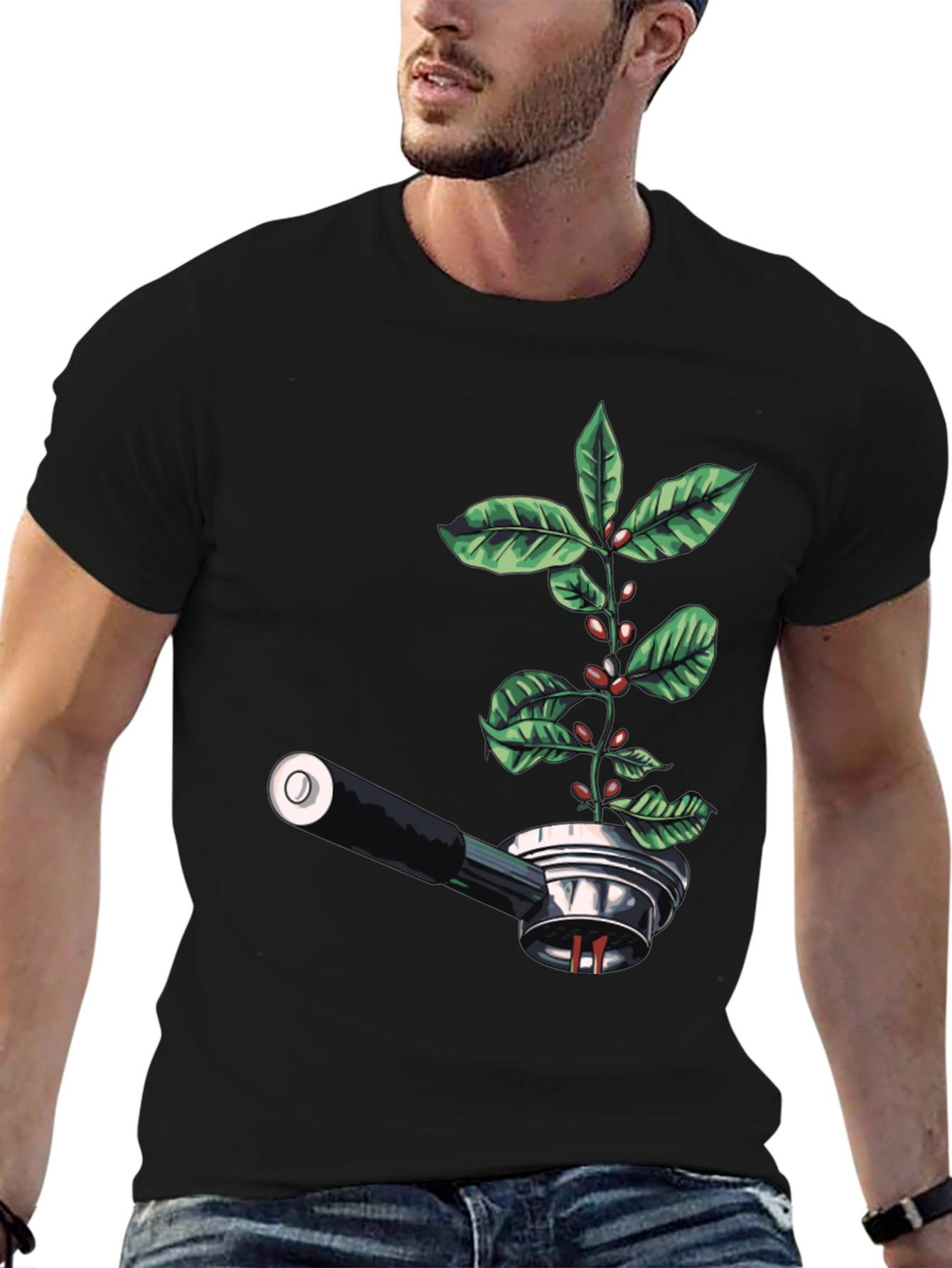 Coffee Plant Tee - Espresso Machine Sprout Design