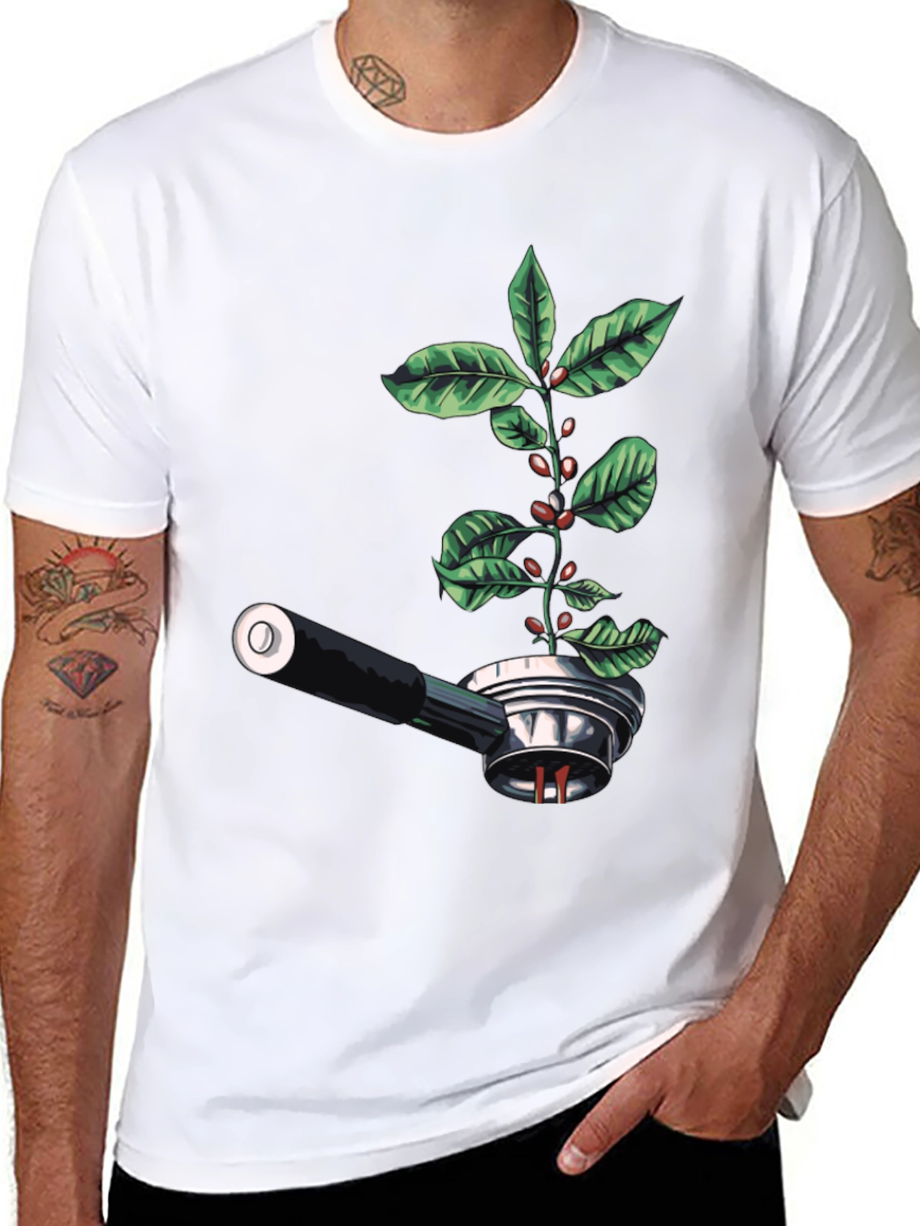 Coffee Plant Tee - Espresso Machine Sprout Design