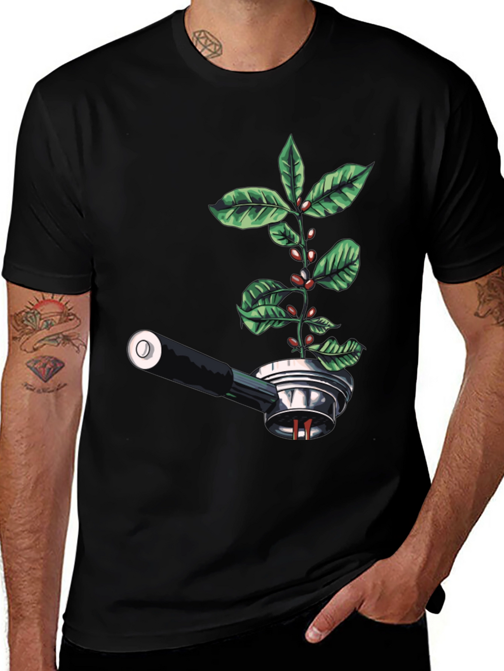 Coffee Plant Tee - Espresso Machine Sprout Design