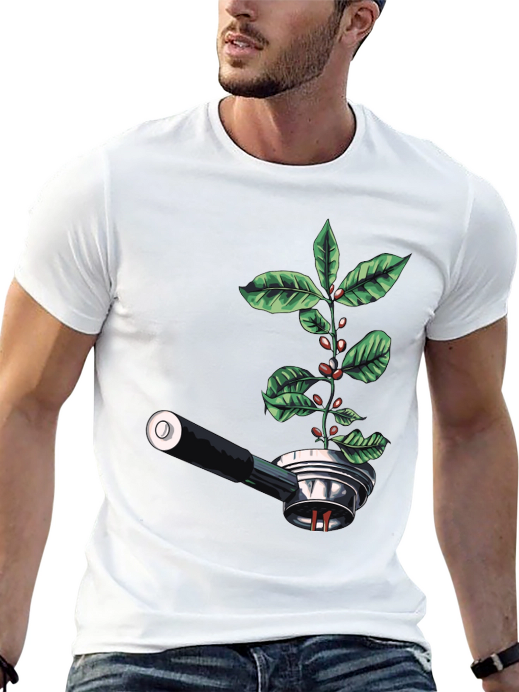 Coffee Plant Tee - Espresso Machine Sprout Design