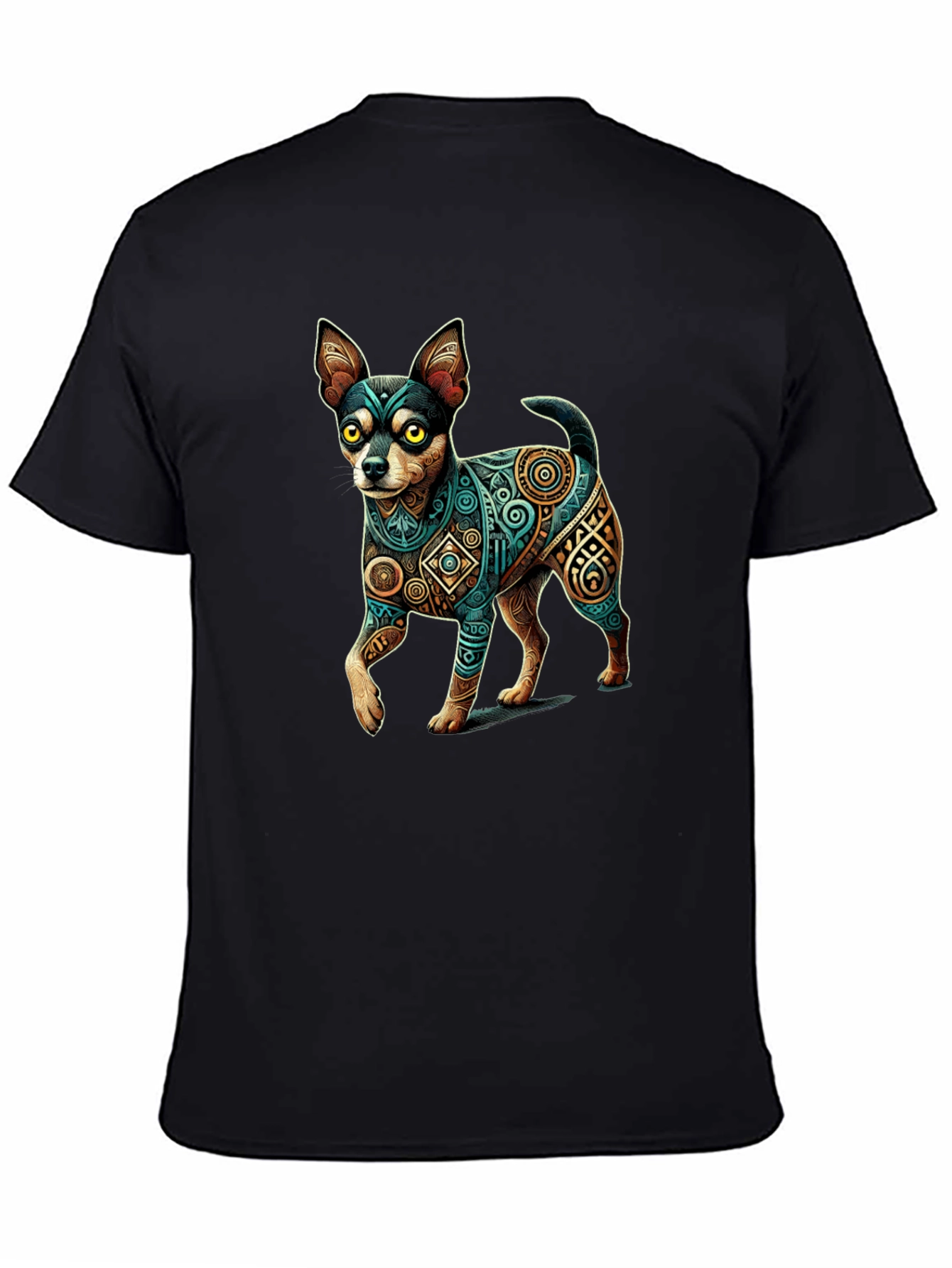 Aztec Dog Graphic Tee - Black T-Shirt
