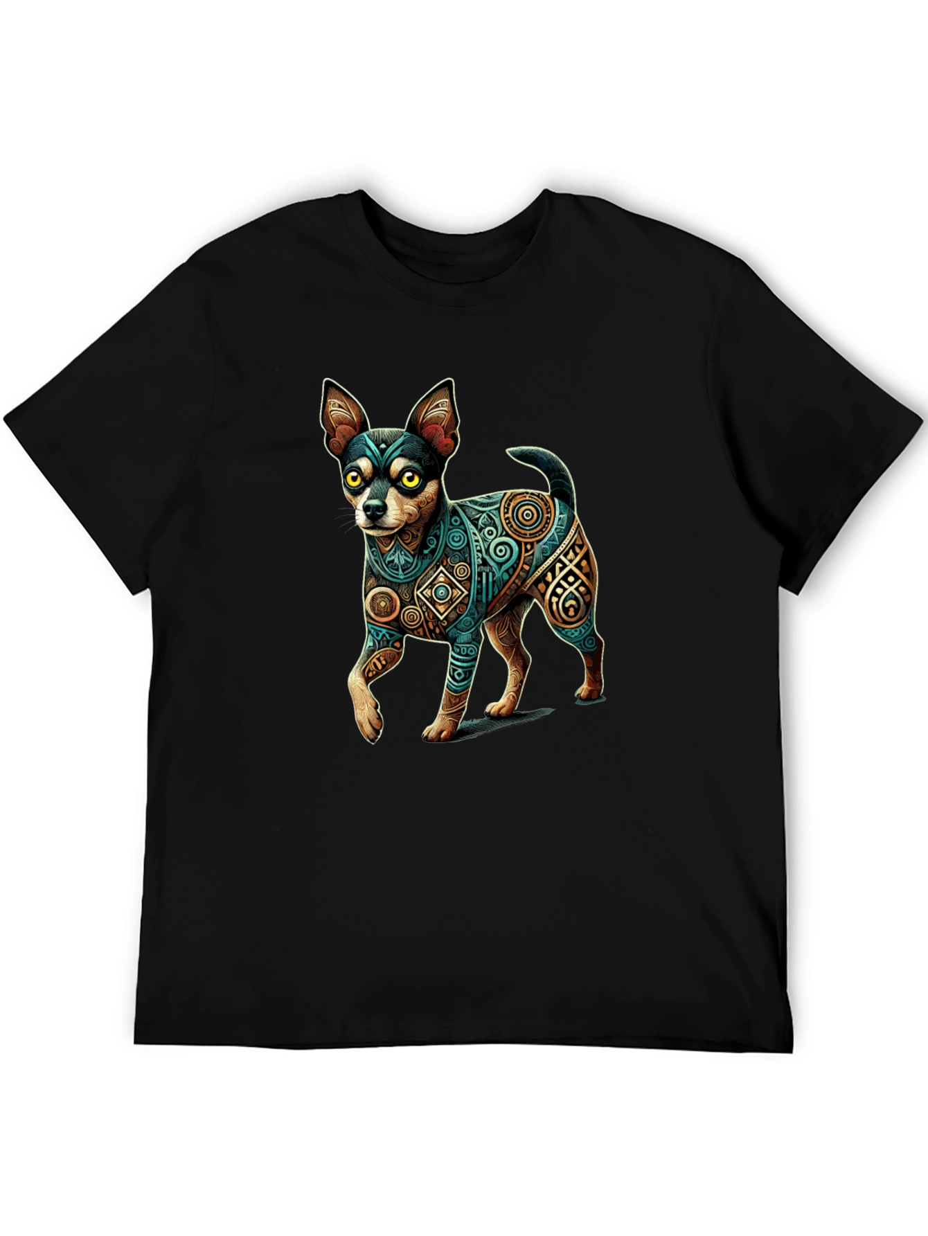 Aztec Dog Graphic Tee - Black T-Shirt