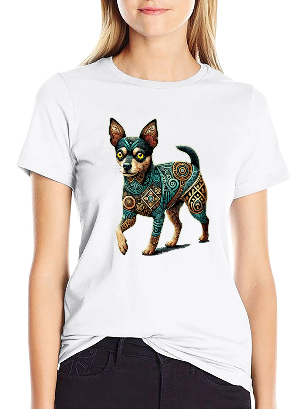 Aztec Dog Graphic Tee - Black T-Shirt