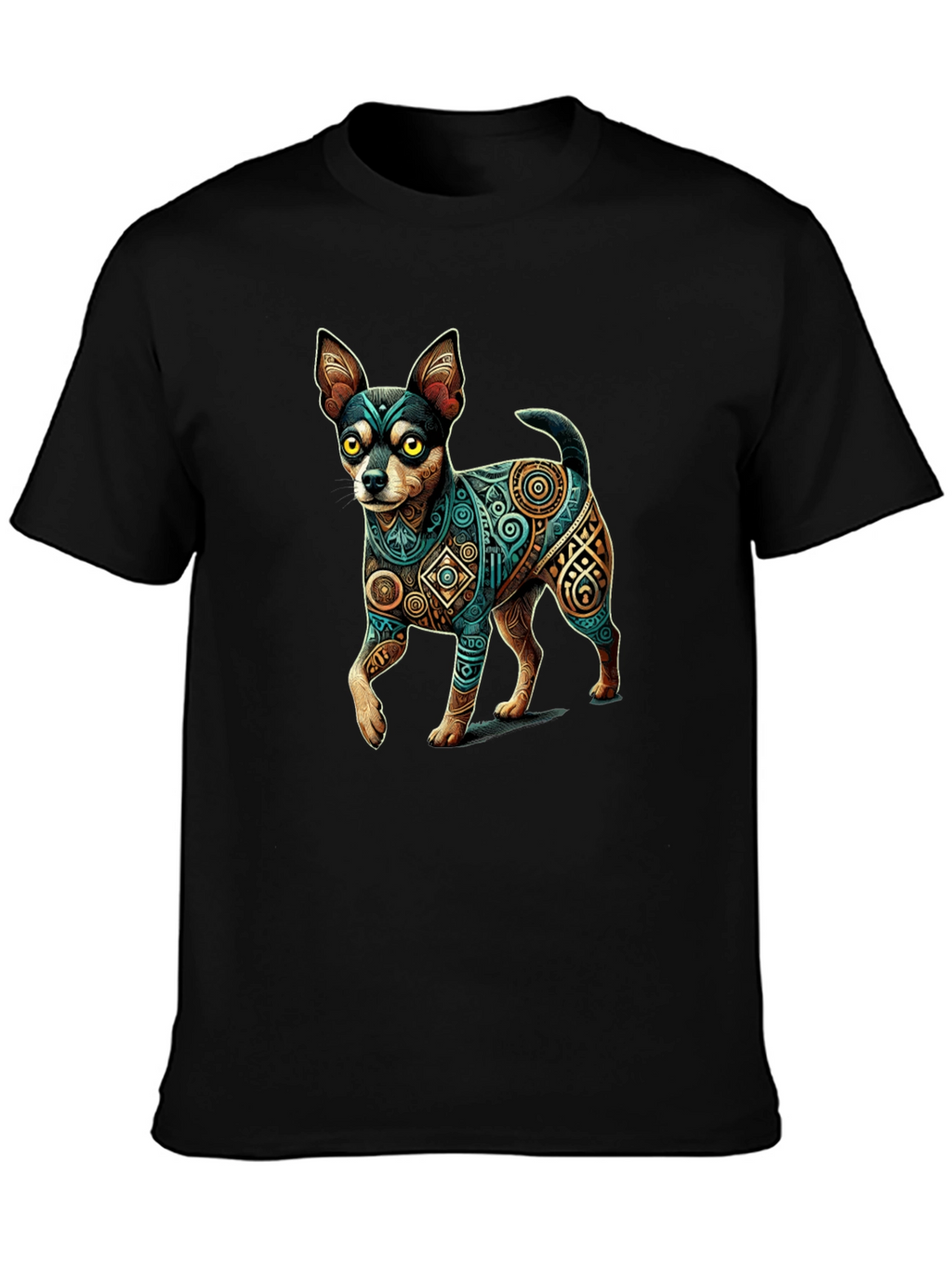 Aztec Dog Graphic Tee - Black T-Shirt