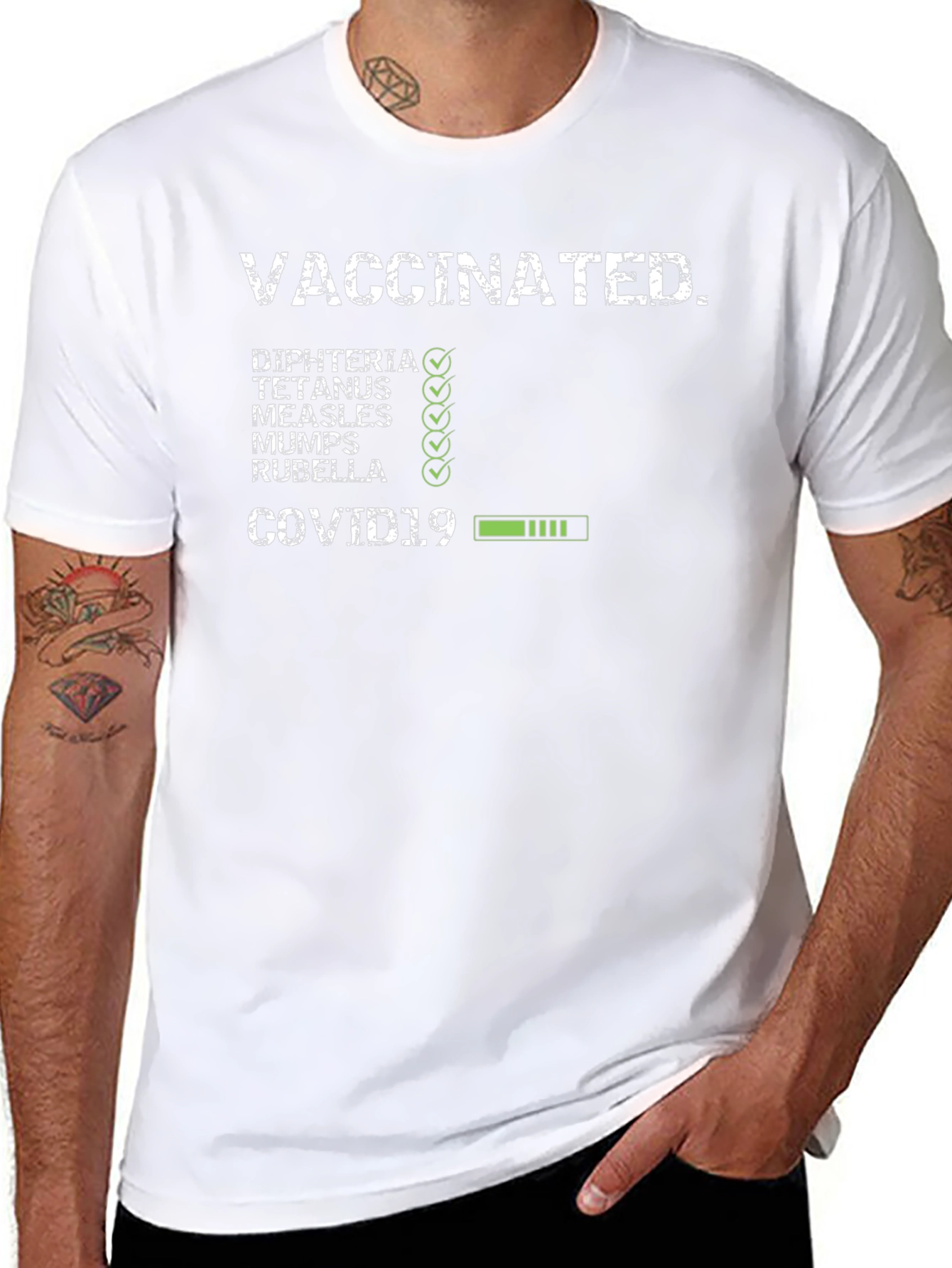 Vaccinated Checklist T-Shirt - Novelty Graphic Tee