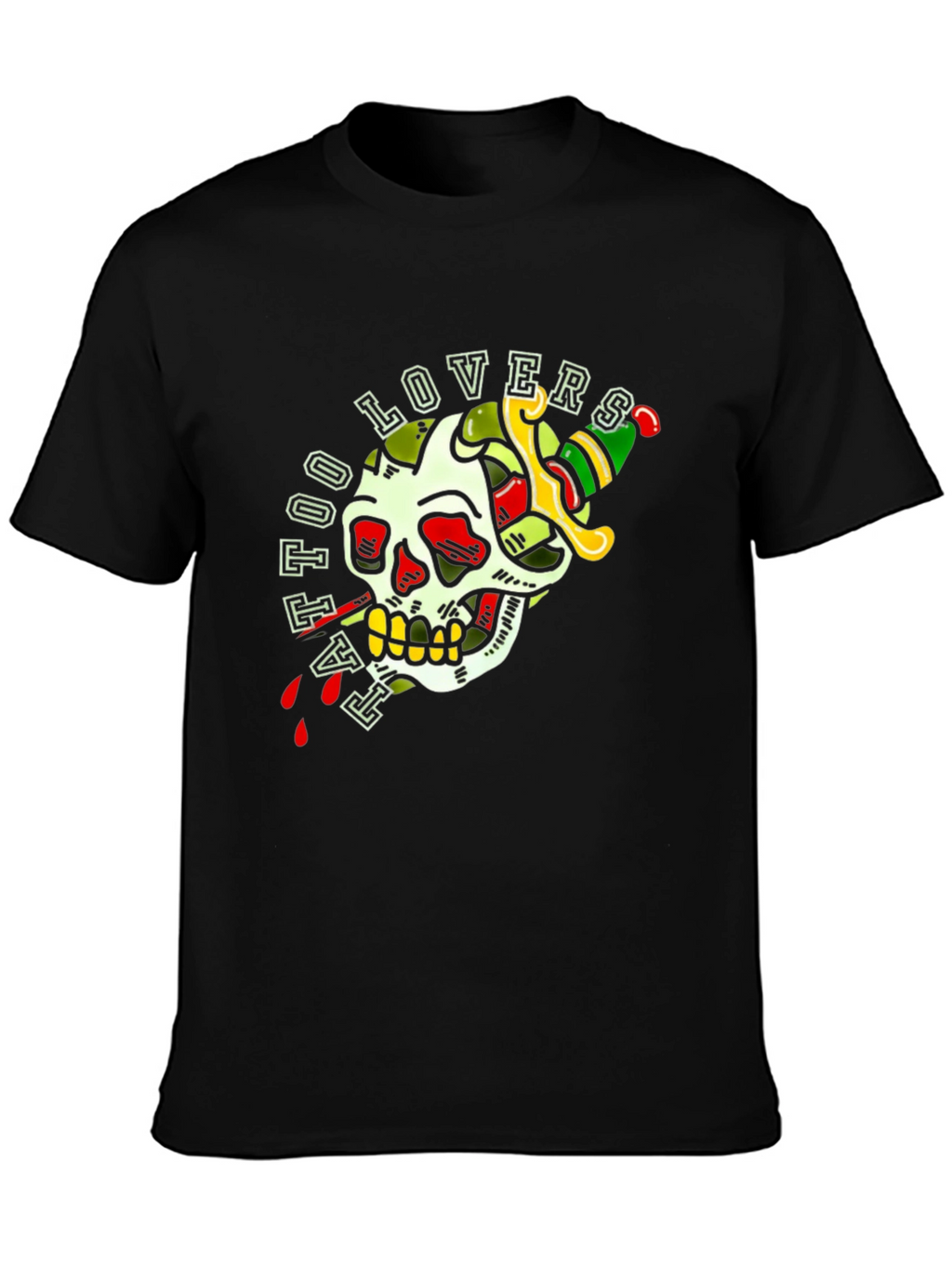Tattoo Lovers Skull Dagger Graphic Tee